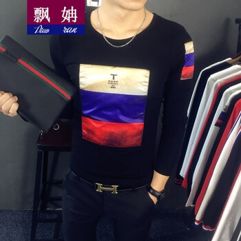 飄姌（Piaoran） 長袖 男士T恤 三色T黑色 