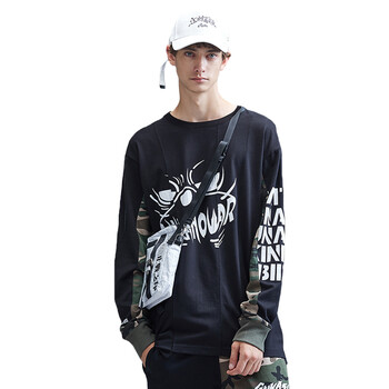 古由卡（GUUKA） 長袖 男士T恤 黑色 S，XL，L，M，XXL