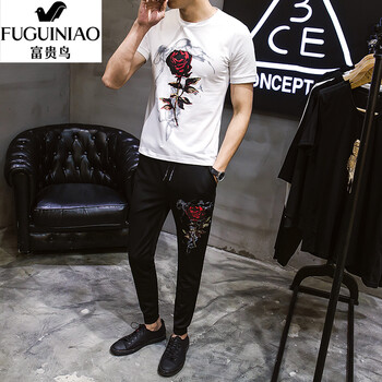 富貴鳥(niǎo)（FUGUNIAO） 短袖 男士T恤 玫瑰白色 