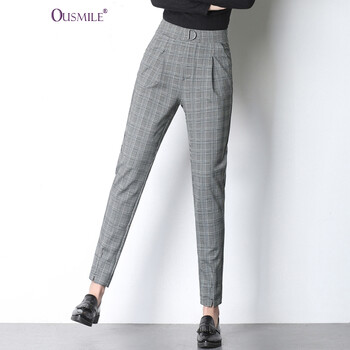 Ousmile 高腰 蘿卜褲 女 九分褲 休閑褲