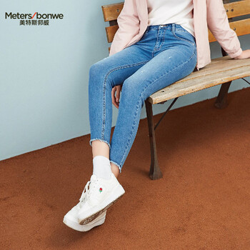 美特斯邦威（Meters Bonwe） 中腰 直筒褲 女 長褲 牛仔褲