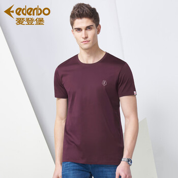 愛(ài)登堡（edenbo） 短袖 男士T恤 暗紅-圓領(lǐng) 