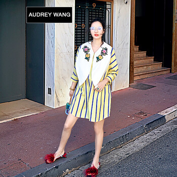 AUDREYWANG 條紋  連衣裙