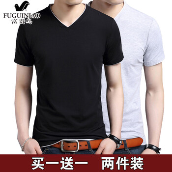 富貴鳥(niǎo)（FUGUINIAO） 短袖 男士T恤 黑色+灰色 XL，L，M，XXXL，XXL