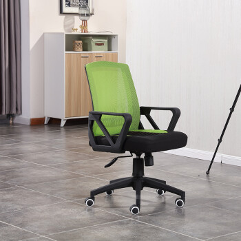 麦森（maisen）电脑椅 家用办公培训椅子 职员网布老板靠背转椅 黑+绿色 MS-BGY-107