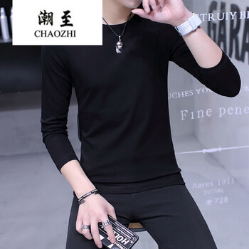潮至（CHAOZHI） 長袖 男士T恤 922黑色圓領(lǐng) XL，L，XXXL，XXL，M