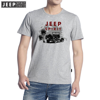 Jeep 短袖 男士T恤 灰色 XL，L，XXL，M，XXXL