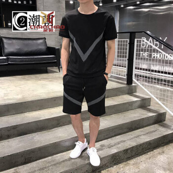 C2潮朝（C2 CHAOZHAO） 短袖 男士T恤 5號(hào)色短袖+短褲 XL，L，XXL，M，XXXL