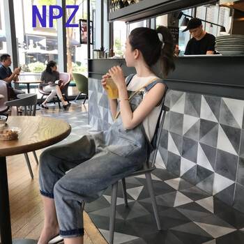 NPZ 高腰 背帶褲 女 九分褲 牛仔褲