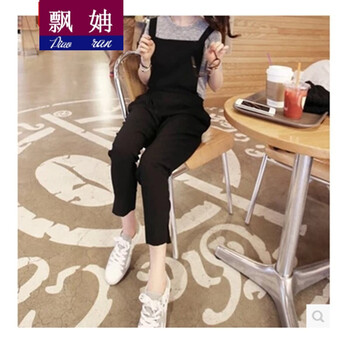 飄姌（Piaoran） 高腰 背帶褲 女 九分褲 休閑褲