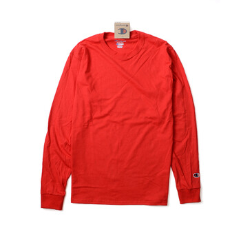 Champion 長(cháng)袖 男士T恤 紅色 