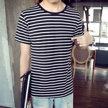 魁碩（KUISHUO） 短袖 男士T恤 黑色小條紋 