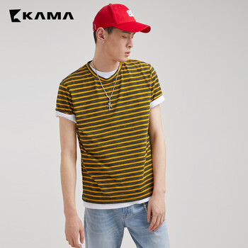卡瑪（KAMA） 短袖 男士T恤 黃色 