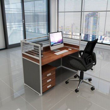 麦森（maisen）屏风 单人职员隔断办公桌 办公家具组合工位 一字型不带柜 柚木色 MS-PF-401
