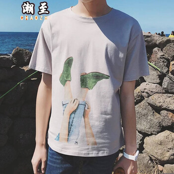 潮至（CHAOZHI） 短袖 男士T恤 22淺灰色 XL，L，M，XXXL，XXL