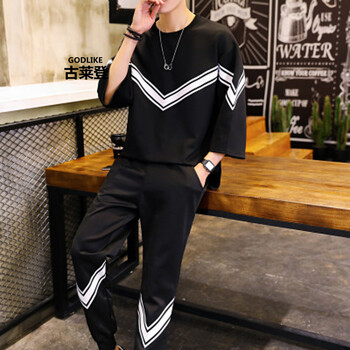 古萊登（GODLIKE） 七分袖 男士T恤 D364-黑色 XL，L，M，XXL，XXXL