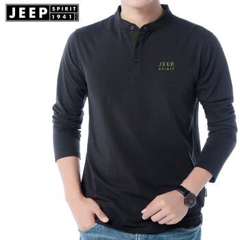 吉普（JEEP） 長(zhǎng)袖 男士T恤 黑色-無絨款 