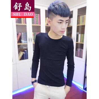 舒島 長(zhǎng)袖 男士T恤 圓領(lǐng)純黑色 