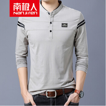 南極人 長袖 男士T恤 8826灰色 S，XL，L，XXL，XXXL，M