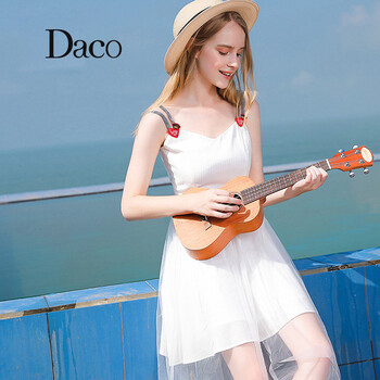 Daco 純色 荷葉邊，露背，褶皺，紗網(wǎng) 連衣裙