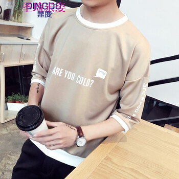 圣琦米姿（Shengqimizi） 五分袖 男士T恤 T01卡其色短袖 XL，L，XXL，M