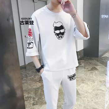 古萊登（GODLIKE） 七分袖 男士T恤 B1146-白色 XL，L，XXL，M，XXXL