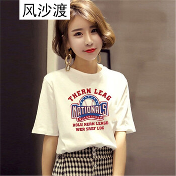 風(fēng)沙渡 印花 短袖 T恤 女 圓領(lǐng)