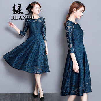 綠夕（REAXUR） 純色 鏤空 連衣裙