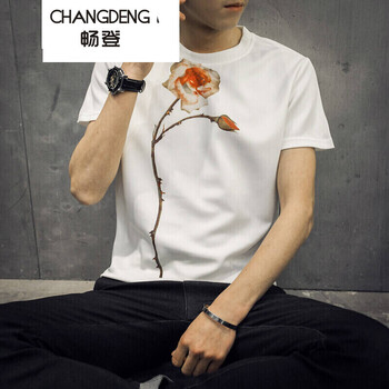 暢登（CHANGDENG） 短袖 男士T恤 玫瑰白 