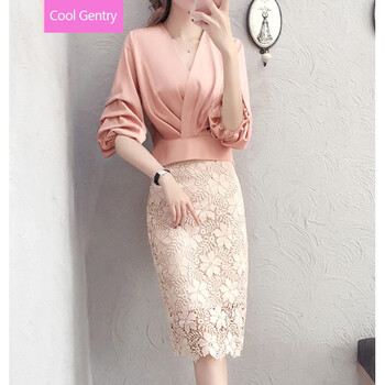 Cool Gentry 純色 蕾絲 連衣裙