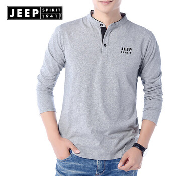 吉普（JEEP） 長(cháng)袖 男士T恤 灰色-無(wú)絨款 