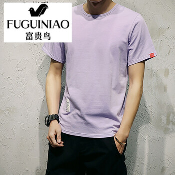 富貴鳥(niǎo)（FUGUINIAO） 短袖 男士T恤 淺紫色 