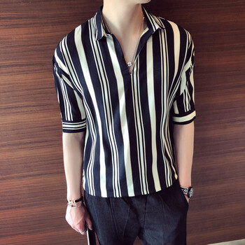 古萊登（GODLIKE） 長袖 男士T恤 粗條紋黑色 S，XL，L，XXL，M