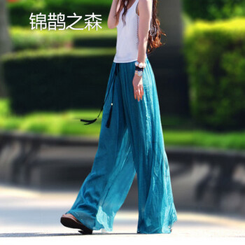 錦鵲之森（jinquezhisen） 低腰 闊腳褲 女 長(zhǎng)褲 休閑褲