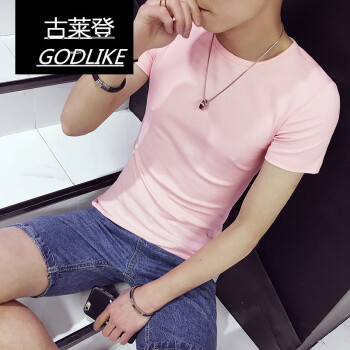 古莱登（GODLIKE） 短袖 男士T恤 粉红色 S，XL，XS，L，XXXL，XXL，M