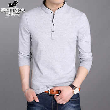 富貴鳥(niǎo)（FUGUINIAO） 長(zhǎng)袖 男士T恤 灰色  8165 XL，L，XXL，XXXL，M