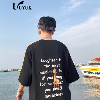 UYUK 五分袖 男士T恤 黑色 S，XL，L，M，XXL