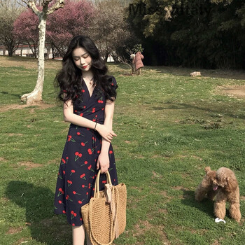 miss nitaly 碎花，純色 開衩，褶皺，綁帶，印花 連衣裙