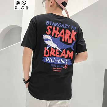 西谷（xigu） 短袖 男士T恤 I608大鯊魚(yú)：黑色 S，XL，L，XXXL，M，XXL
