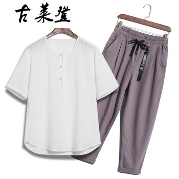 古萊登（GODLIKE） 短袖 男士T恤 白衣灰褲 XL，L，XXL，XXXL，M