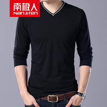 南極人 長袖 男士T恤  8812黑色 S，XL，L，M，XXXL，XXL