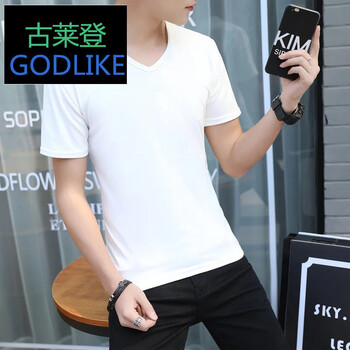 古萊登（GODLIKE） 短袖 男士T恤 白色(V領(lǐng)) 
