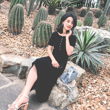 miss nitaly 純色 紐扣 連衣裙