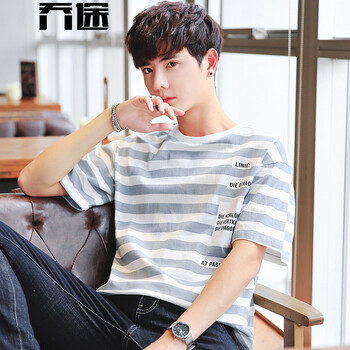 喬途（QIAOTU） 短袖 男士T恤 淺藍色 XL，L，M，XXXL，XXL