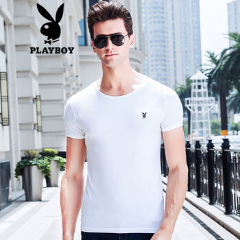 花花公子（PLAYBOY） 短袖 男士T恤 白色(圓領) 