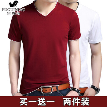 富貴鳥（FUGUINIAO） 短袖 男士T恤 紅色+白色 XL，L，XXXL，XXL，M