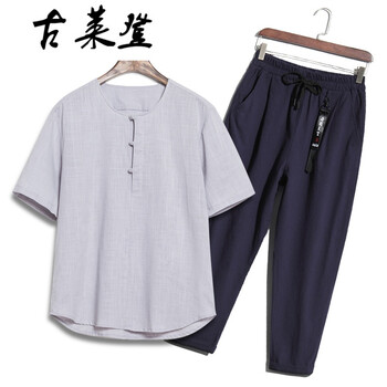 古萊登（GODLIKE） 短袖 男士T恤 灰衣青褲 XL，L，XXXL，M，XXL