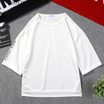 BOYXCO 七分袖 男士T恤 七分后豎字母白 S，XL，L，M，XXL，XXXL