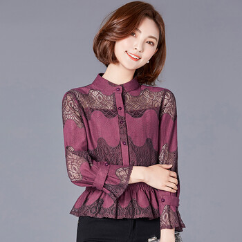 夏爾維納（CHANVENUEL） 蕾絲 短袖 T恤 女 立領(lǐng)