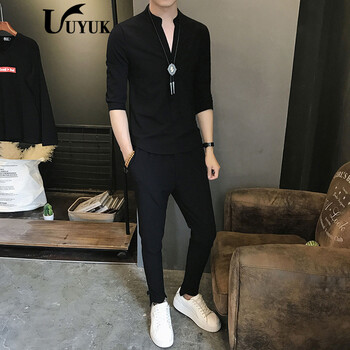 UYUK 七分袖 男士T恤 黑色 XL，L，M，XXXL，XXL